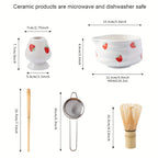 Japanese Strawberry Matcha Bowl Set with Whisk – Cute Ceramic Tea Bowl for Authentic Matcha Experience-5