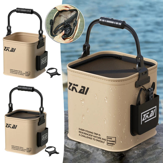 Foldable Fishing Bucket 8L/13L - Durable Minnow and Bait Bucket for Camping, Gardening, and Outdoor Use-1