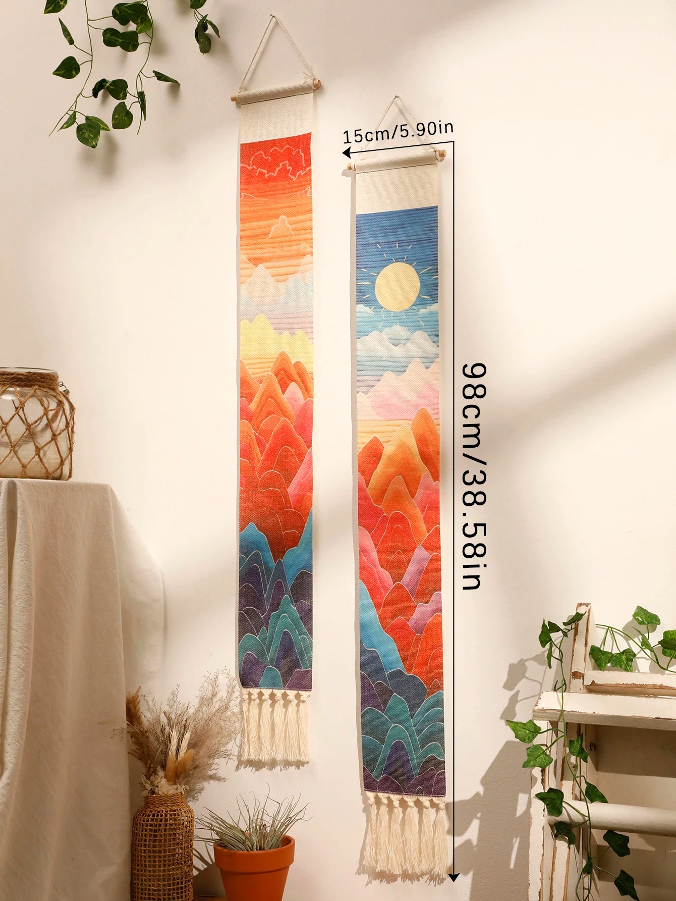 Handmade Macrame Wall Tapestry – Boho Sunset and Sunrise Wall Art Decor for Living Room-5