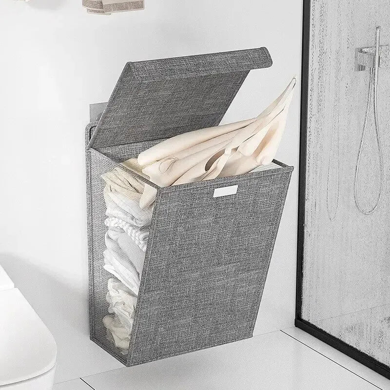 Foldable Adhesive Laundry Basket – Multifunctional Wall Hanging Organizer for Clothes and More-4