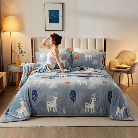 Fluffy Blanket with Colorful Floral Pattern