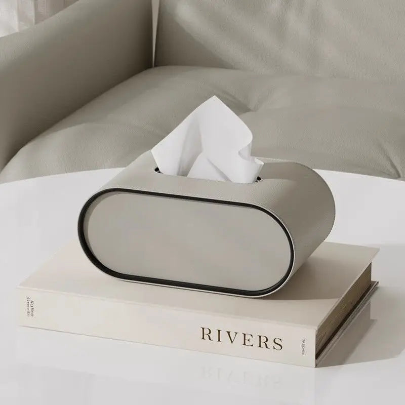 Variant image for PU Leather Tissue Box with Storage Rack – Stylish Napkin Holder for Home and Office-3