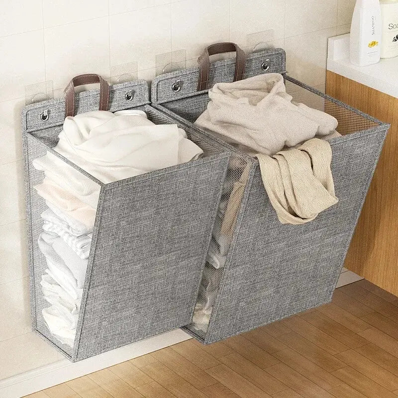Foldable Adhesive Laundry Basket – Multifunctional Wall Hanging Organizer for Clothes and More-5