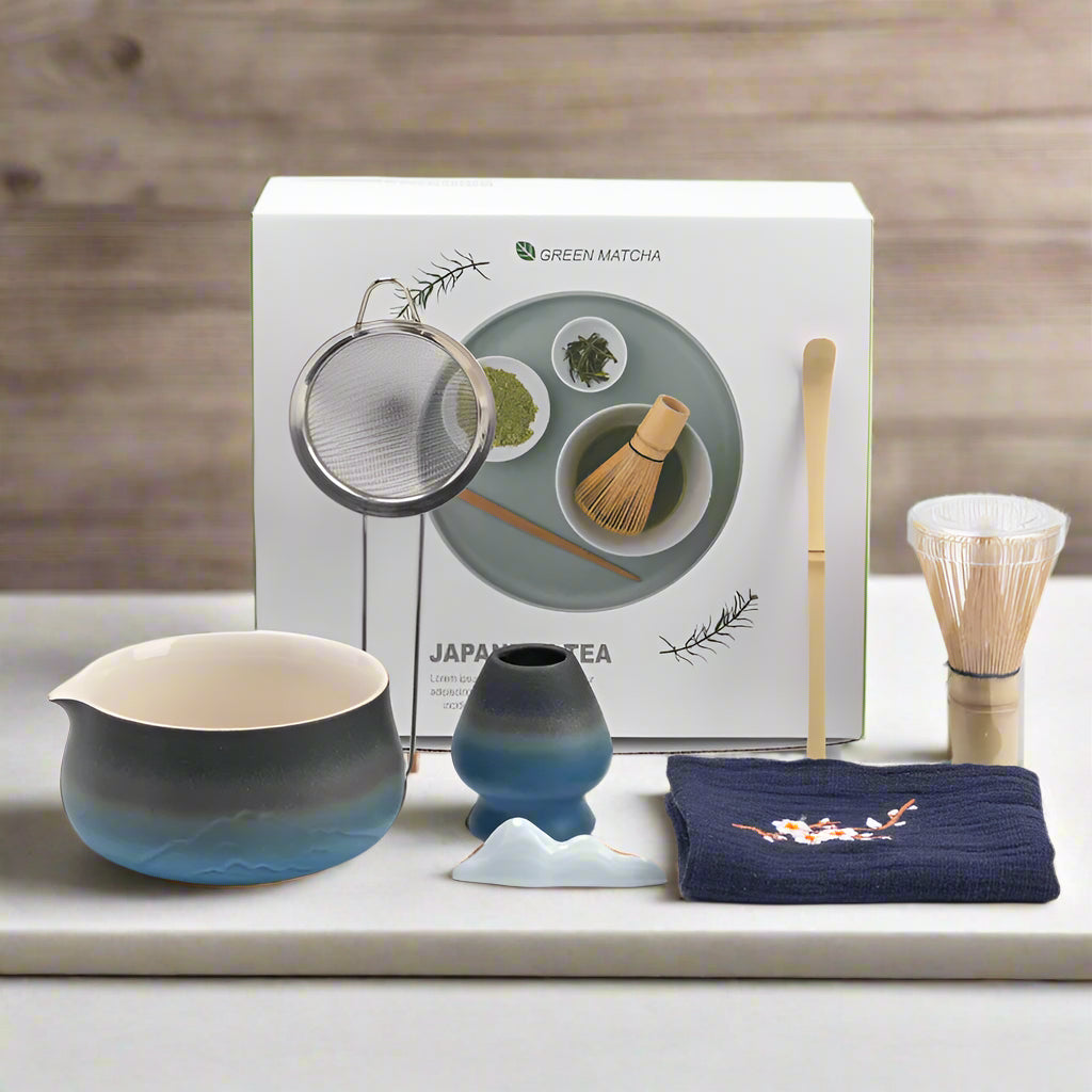 Japanese Matcha Tea Set with Ceramic Bowl, Bamboo Whisk, Spoon Holder & Strainer – Ideal Tea Gift Set for Authentic Tea Ceremonies-1