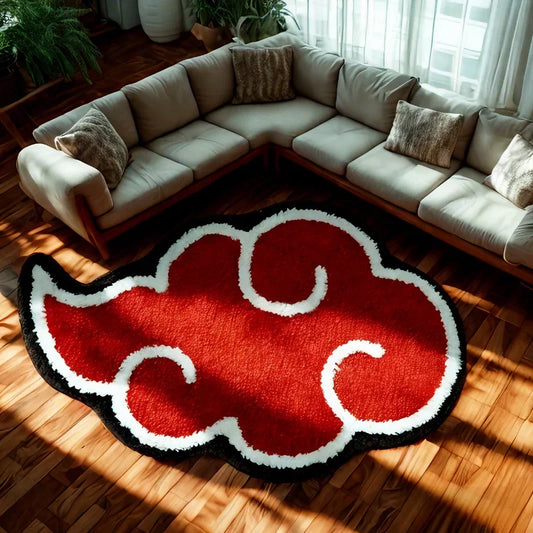 Soft Cartoon Red Cloud Carpet – Irregular Design for Kitchen, Bathroom, and Bedroom, Faux Cashmere, Anti-Slip, Hydrophobic, 60x90cm-2