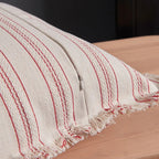 Scandinavian Stripe Textured Cushion Cover – 18x18 Inch Cotton-Polyester Blend with Fringe for Sofa and Couch 6