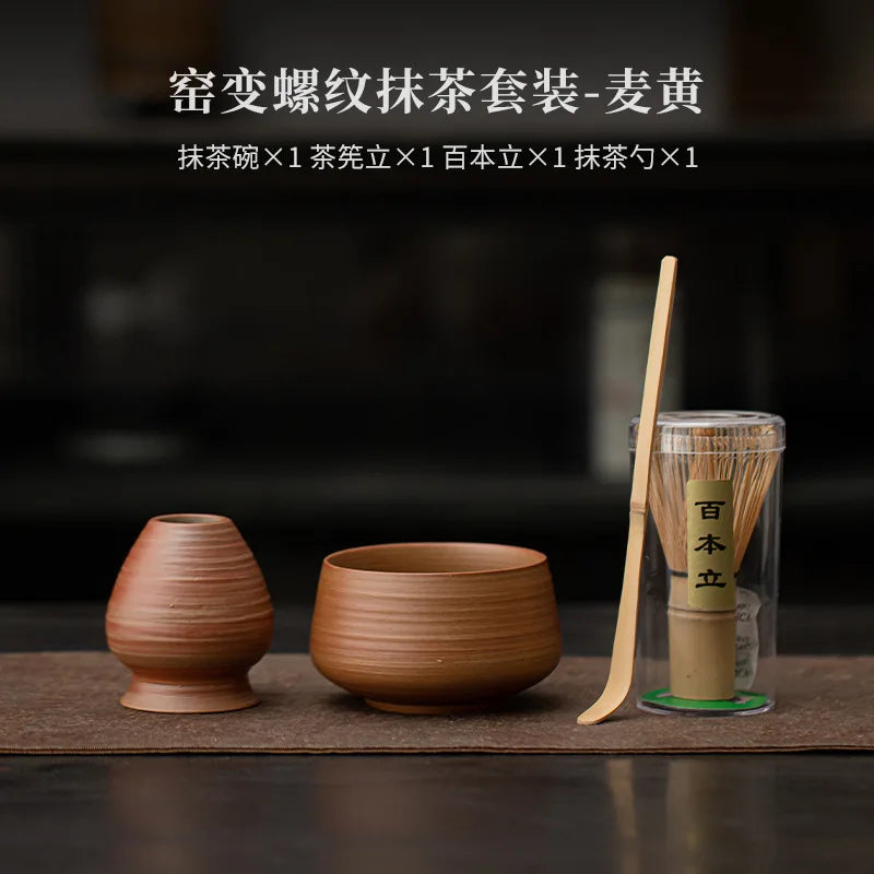 Variant image for Handmade 4-Piece Matcha Set with Bowl, Whisk, Beater, and Holder – Traditional Tea Ceremony Tools-6