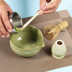 Elegant 5-Piece Matcha Set with Ceramic Bowl, Bamboo Whisk, Holder, and Scoop – Perfect Matcha Making Kit for Tea Lovers-1