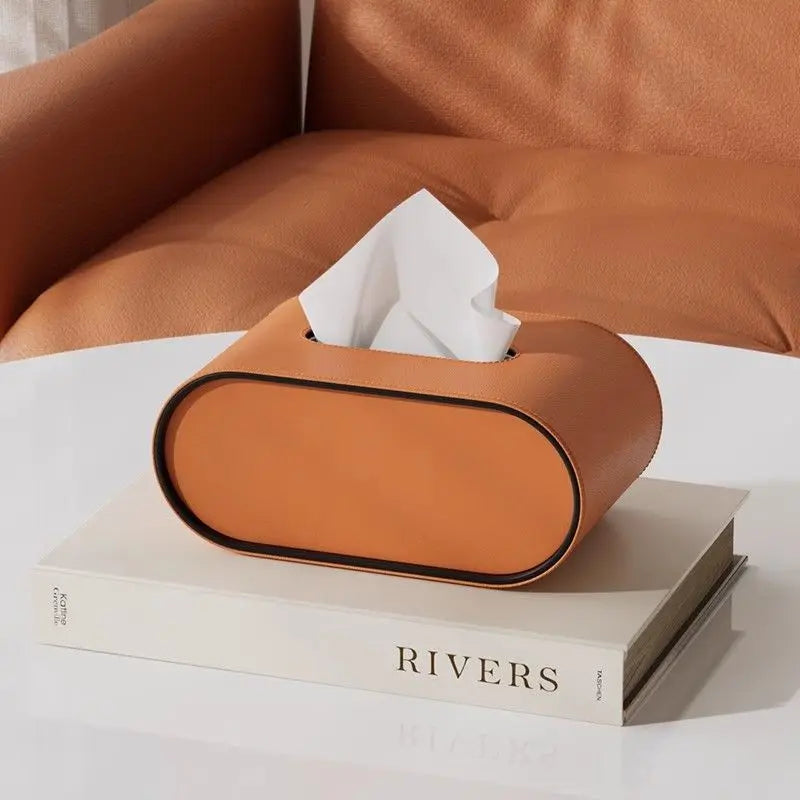 Variant image for PU Leather Tissue Box with Storage Rack – Stylish Napkin Holder for Home and Office-5