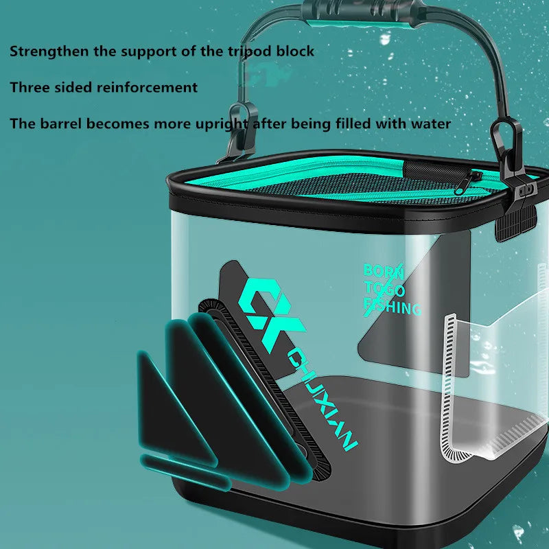 13L Portable Foldable Fishing Bucket – Waterproof Minnow and Live Bait Storage Tank with Adjustable Strap-5