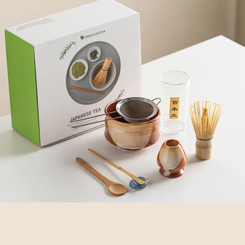Variant image for Vintage 7-Piece Matcha Set with Ceramic Bowl, Chasen Whisk, and Bamboo Scoop for Traditional Tea Ceremony-4