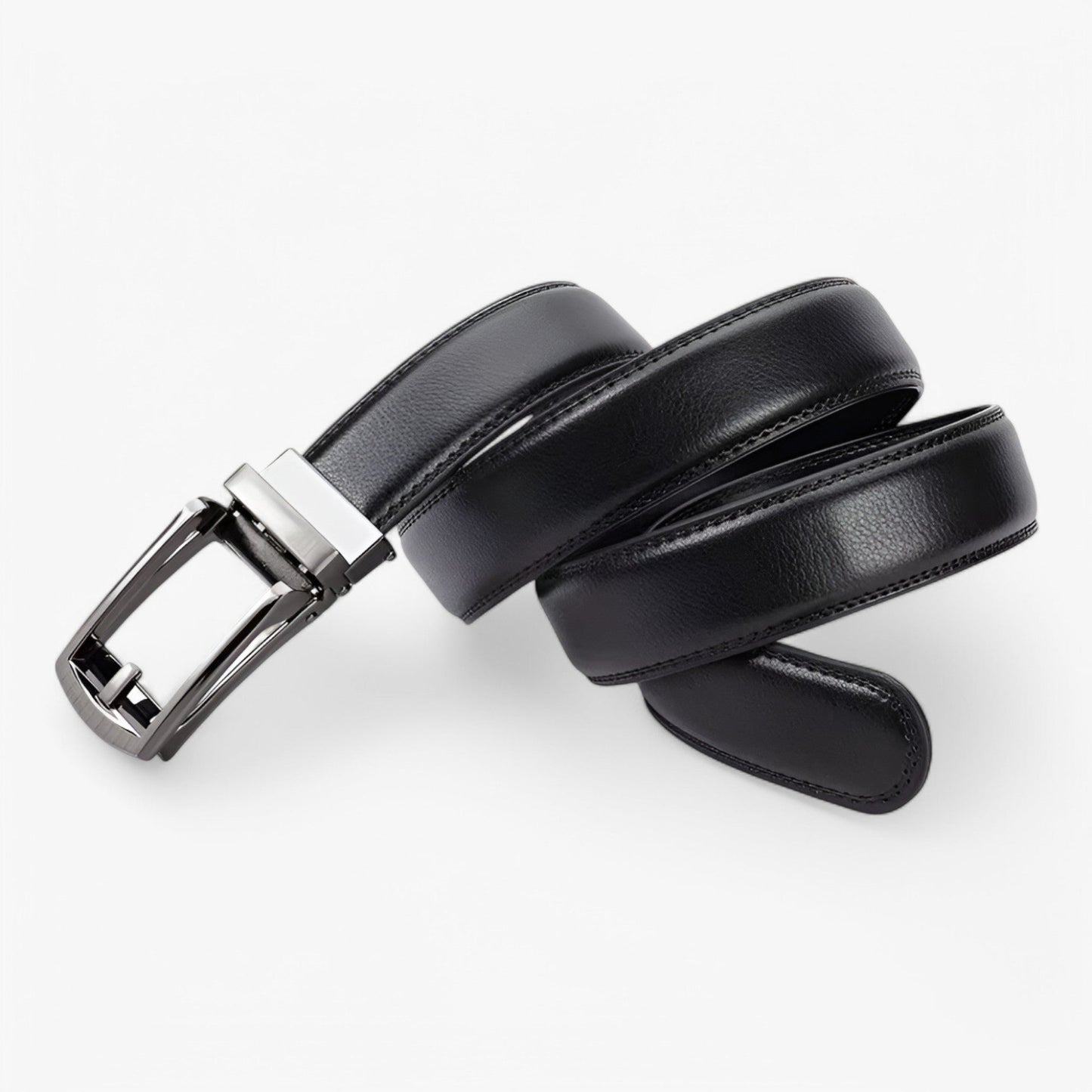 Double Layer PU Leather Belt for Men with Alloy Buckle – Versatile Black Formal and Casual Wear Accessory-5