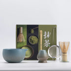 Rustic Hand Glazed 5-Piece Ceramic Matcha Set with Bamboo Whisk and Tea Tools-3