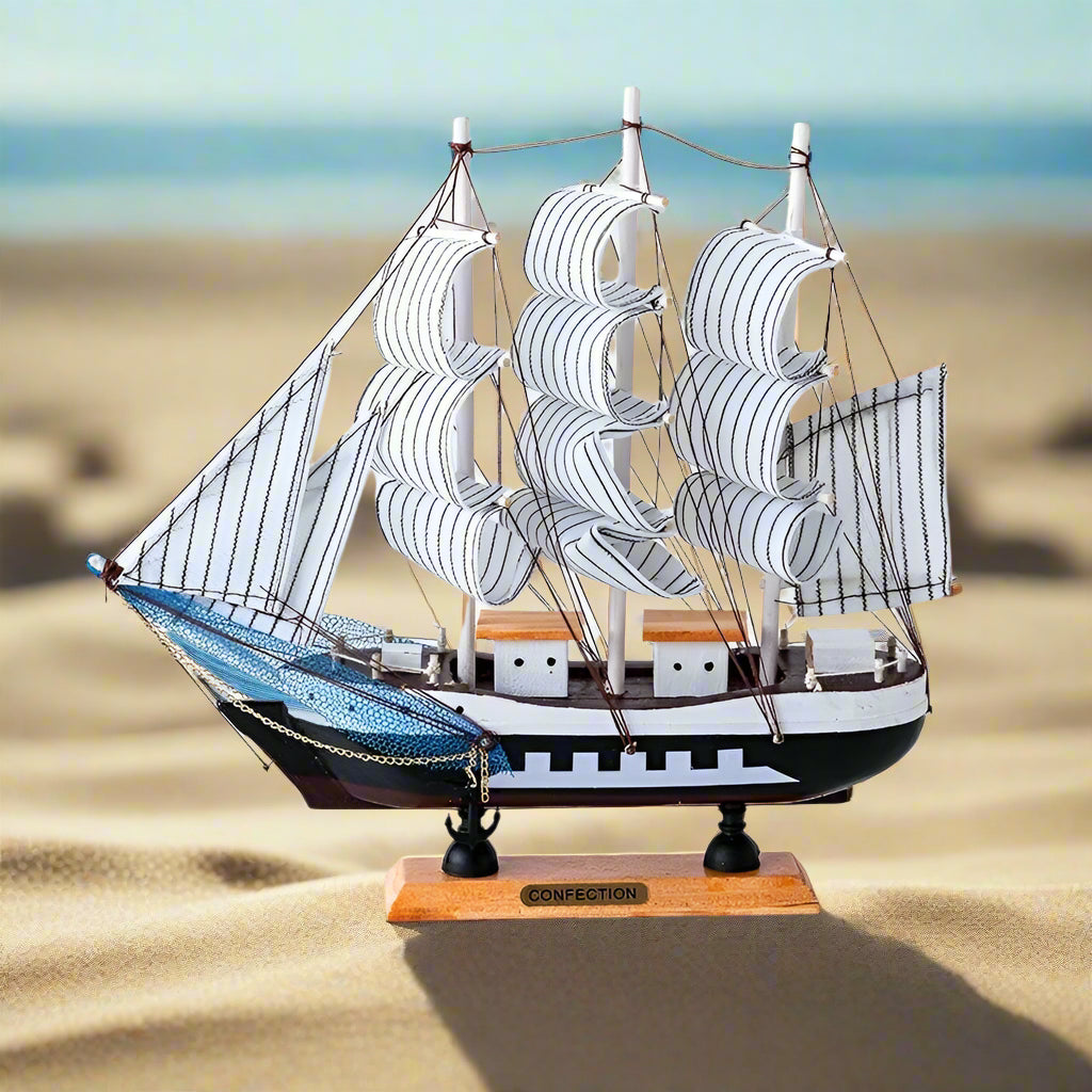 Wooden Sailboat Model – Nautical Home and Office Decoration, Creative Gift Idea, 12 Length, High-Quality Wood Finish-4
