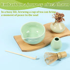 Elegant 5-Piece Matcha Set with Ceramic Bowl, Bamboo Whisk, Holder, and Scoop – Perfect Matcha Making Kit for Tea Lovers-5