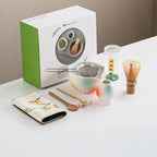 8-Piece Matcha Set with Bamboo Whisk and Glazed Ceramic Bowl for Authentic Japanese Tea Experience