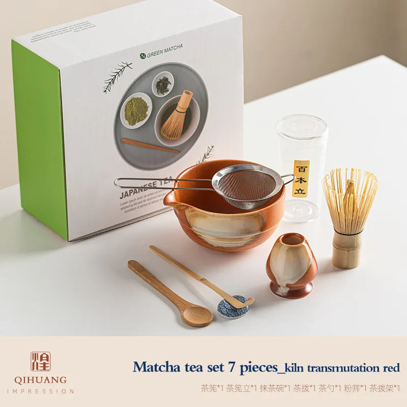 Variant image for Vintage 7-Piece Matcha Set with Ceramic Bowl, Chasen Whisk, and Bamboo Scoop for Traditional Tea Ceremony-6