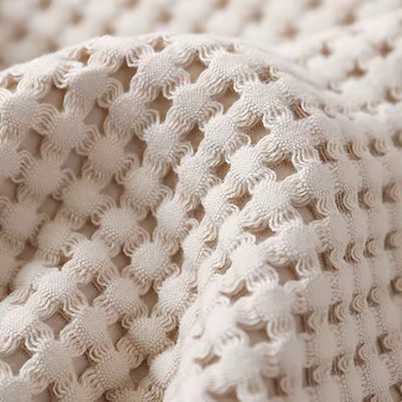 Soft Waffle Throw Blanket with Ruffled Edge