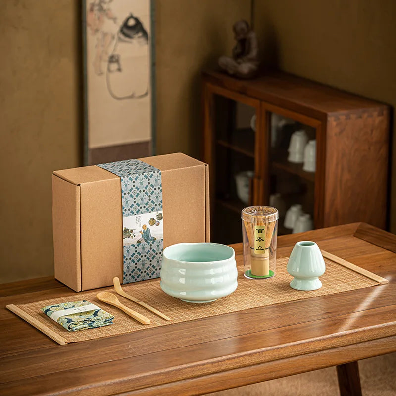 Premium 7-Piece Matcha Set with Bamboo Whisk, Ceramic Bowl, and Scoop – Traditional Tea Ceremony Accessories-2