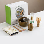 8-Piece Matcha Set with Bamboo Whisk and Glazed Ceramic Bowl for Authentic Japanese Tea Experience