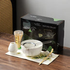 Bamboo and Ceramic Matcha Set – Traditional Japanese Tea Ceremony Kit with Whisk, Bowl & Accessories