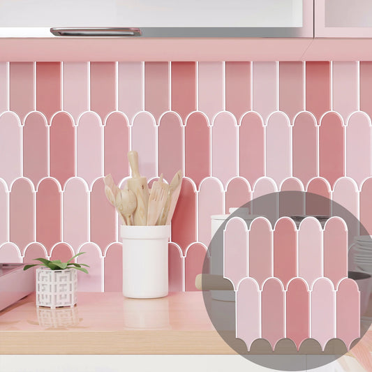 Premium Pink Peel and Stick Wallpaper Tiles - 3D Vinyl Design for Kitchen and Bathroom, Easy Installation, 10 Pack-1