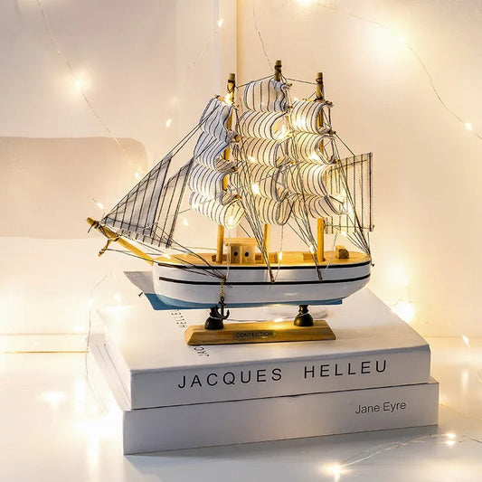 Wooden Sailboat Model – Nautical Home and Office Decoration, Creative Gift Idea, 12 Length, High-Quality Wood Finish-1