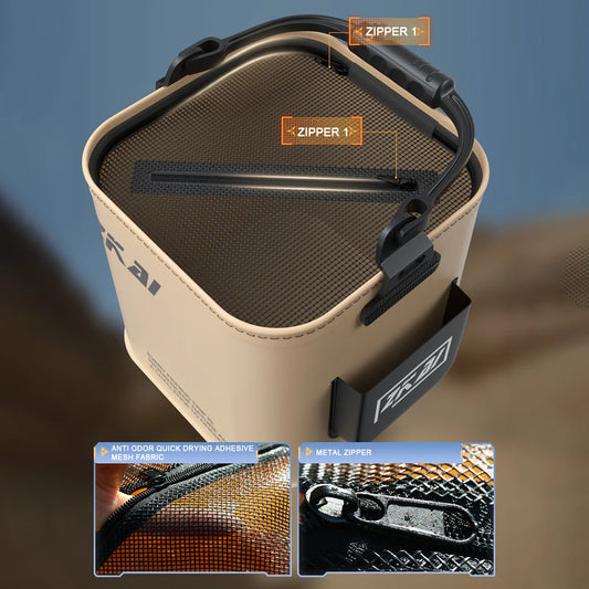 Foldable Fishing Bucket 8L/13L - Durable Minnow and Bait Bucket for Camping, Gardening, and Outdoor Use-2