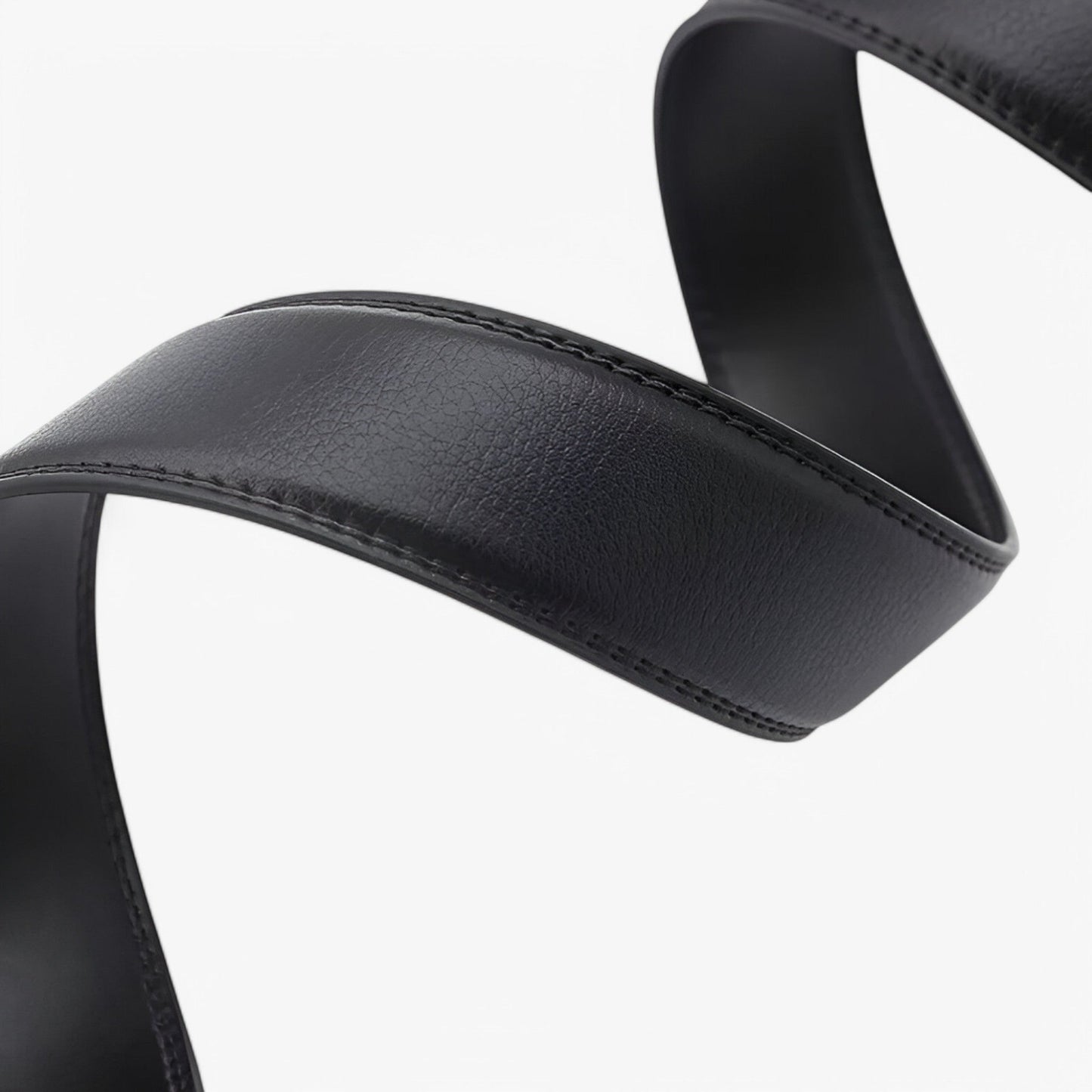 Men's Leather Belt - Elegant Black Automatic Loop Design for Business and Casual Wear-5