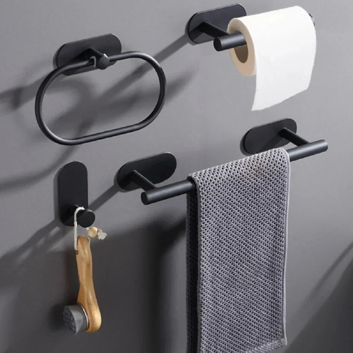 Self-Adhesive Stainless Steel Towel Holder Set – 4-Piece Organizer 1