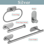 Self-Adhesive Stainless Steel Towel Holder Set – 4-Piece Organizer 3