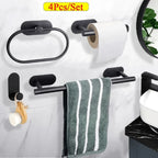 Self-Adhesive Stainless Steel Towel Holder Set – 4-Piece Organizer 4