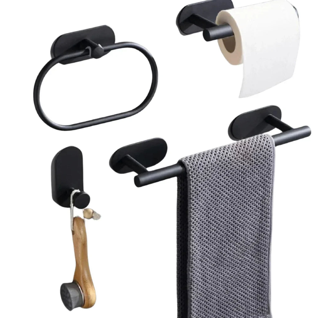 Self-Adhesive Stainless Steel Towel Holder Set – 4-Piece Organizer 5