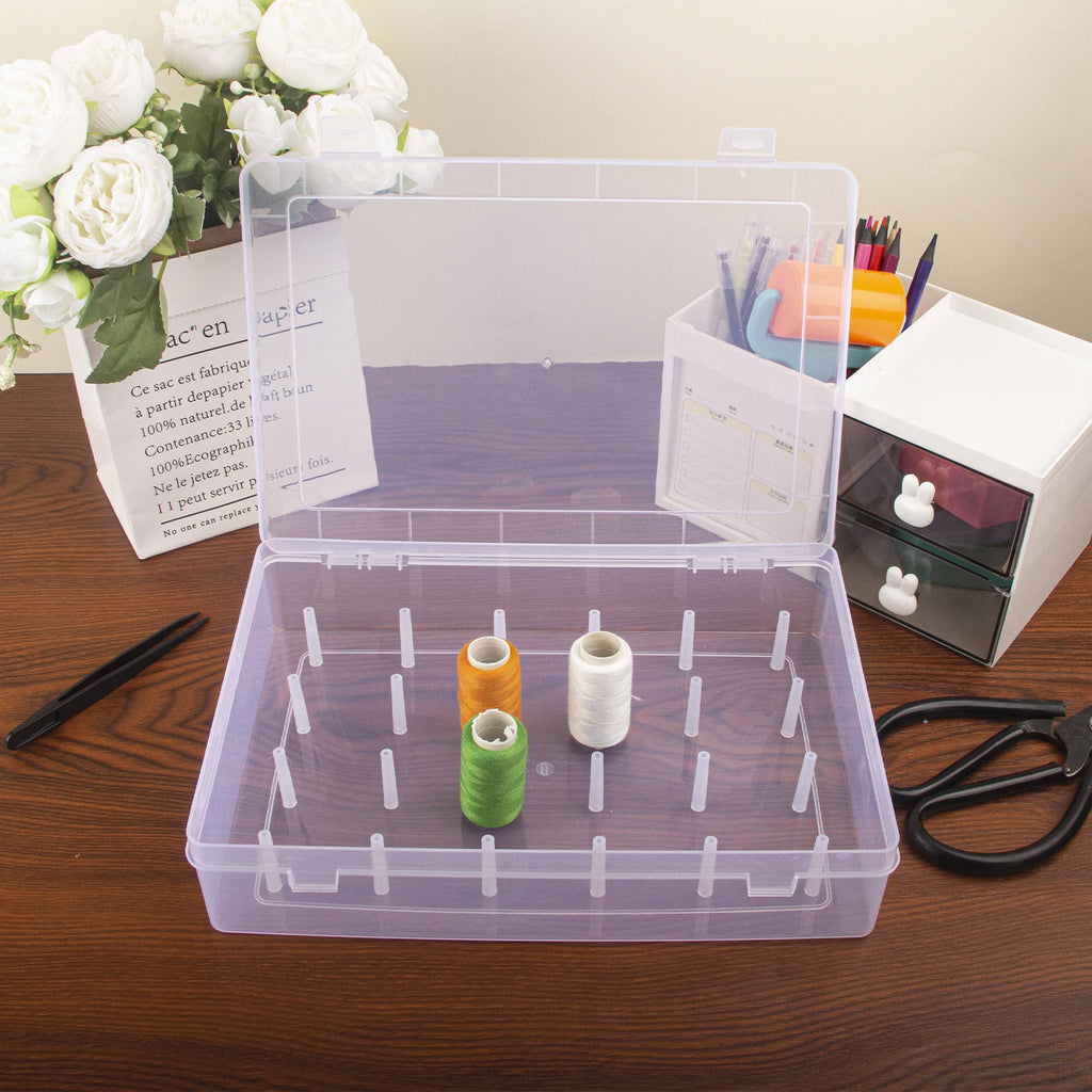 Sewing box organizer – Durable plastic – 24-slot design – White sewing storage for threads and accessories 0