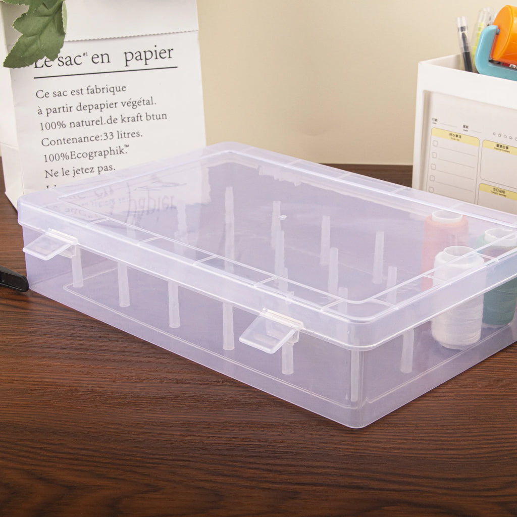 Sewing box organizer – Durable plastic – 24-slot design – White sewing storage for threads and accessories 4