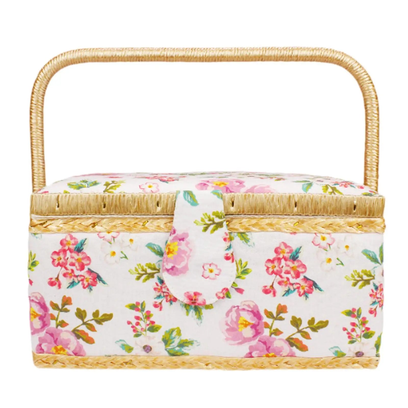 Sewing thread storage case – Durable cloth – Floral print design – Portable organizer for crafting – 9.4 x 6.9 x 5.1 in 0