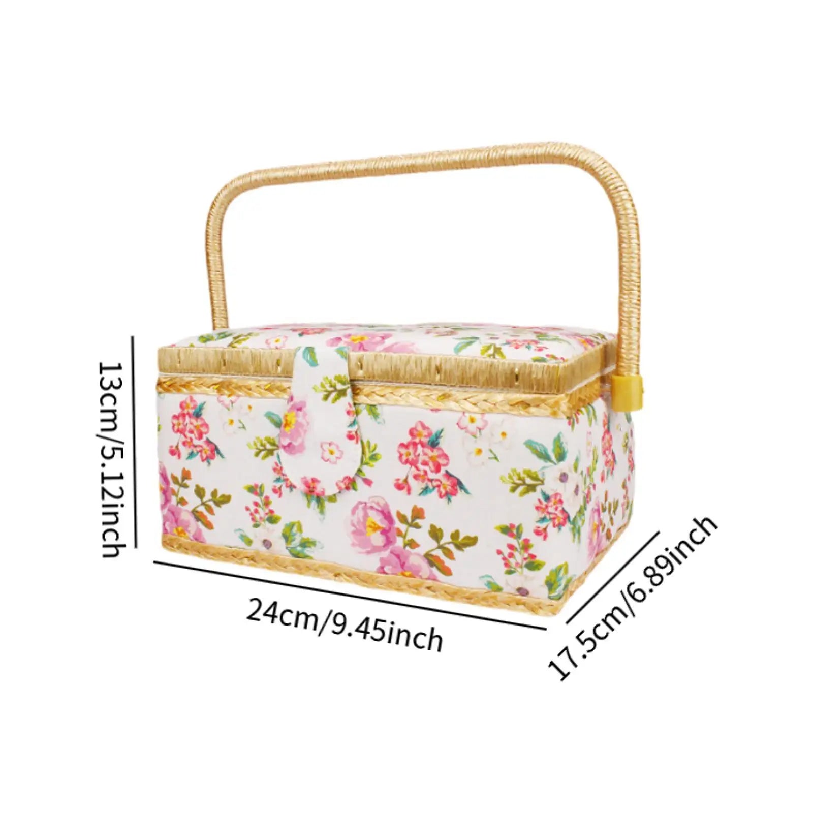 Sewing thread storage case – Durable cloth – Floral print design – Portable organizer for crafting – 9.4 x 6.9 x 5.1 in 5