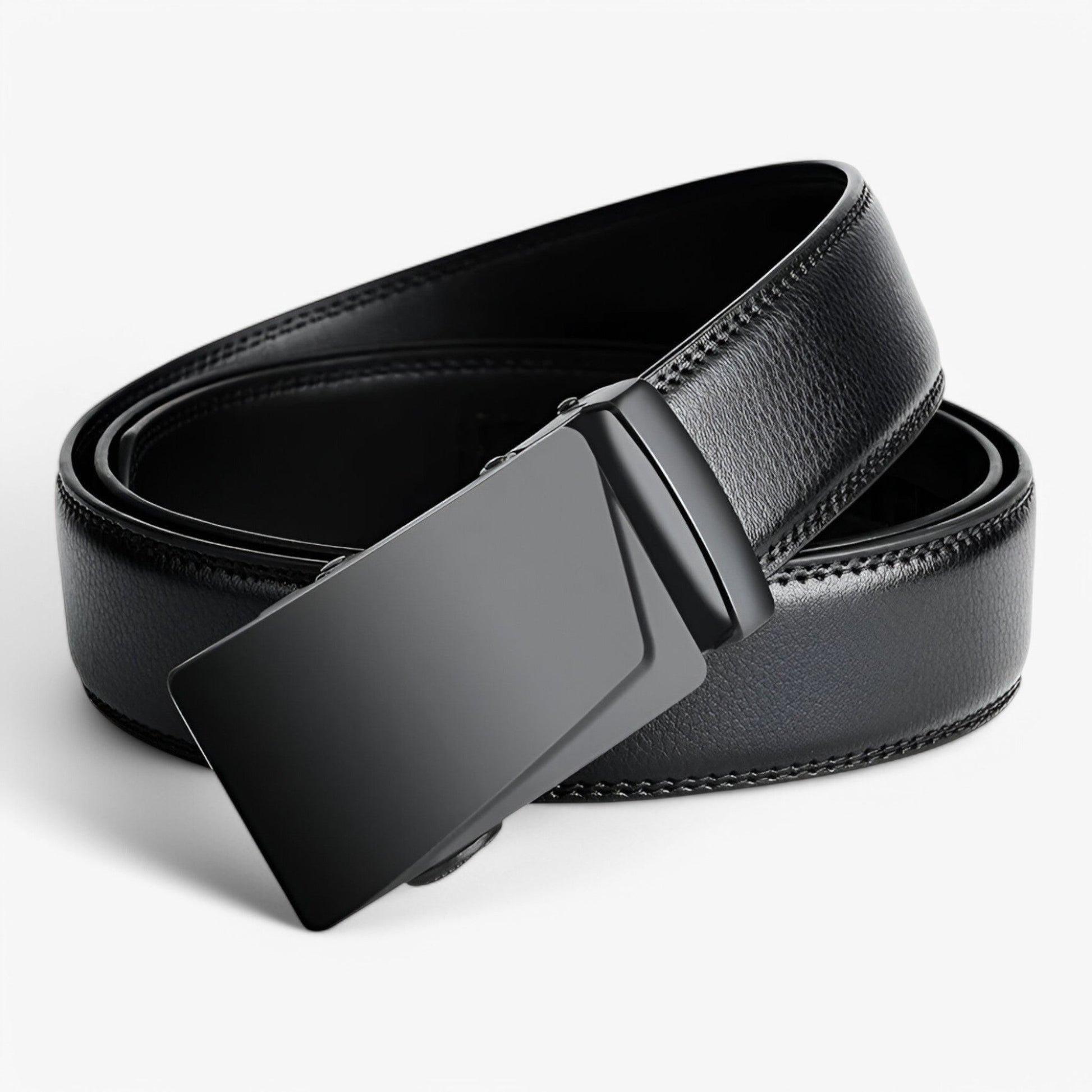 Men's Adjustable Leather Belt with Automatic Buckle – Versatile Black Belt for Casual and Formal Wear-2