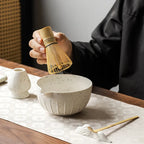 Bamboo and Ceramic Matcha Set – Traditional Japanese Tea Ceremony Kit with Whisk, Bowl & Accessories