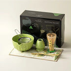 Bamboo and Ceramic Matcha Set – Traditional Japanese Tea Ceremony Kit with Whisk, Bowl & Accessories