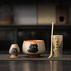 Cute Cat Matcha Gift Set with Bamboo Whisk, Ceramic Bowl, and Scoop – Matcha Tea Set for Tea Lovers