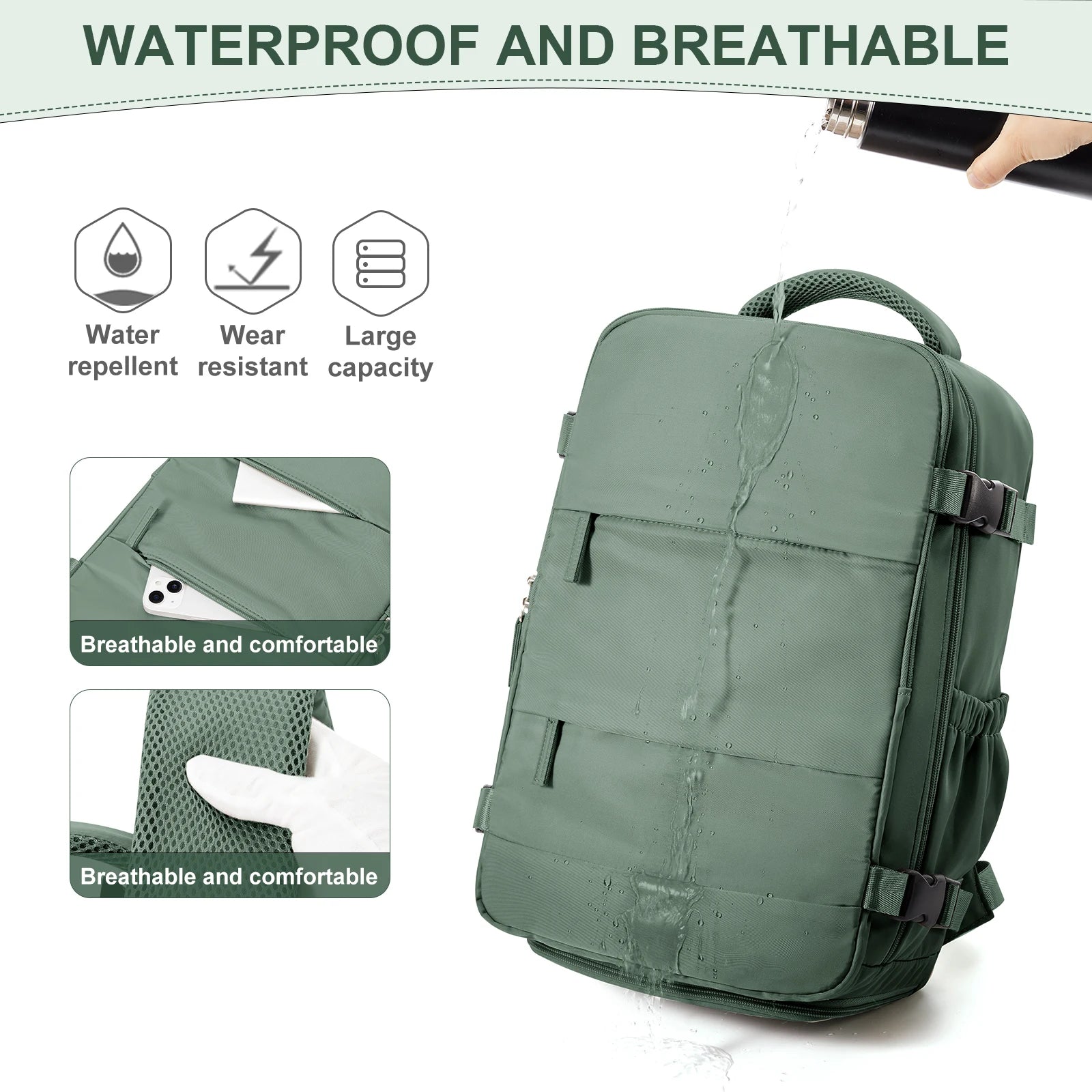 Best Carry On Backpack for Travel – Lightweight Cabin Luggage Backpack with Multiple Compartments and Comfortable Straps-3