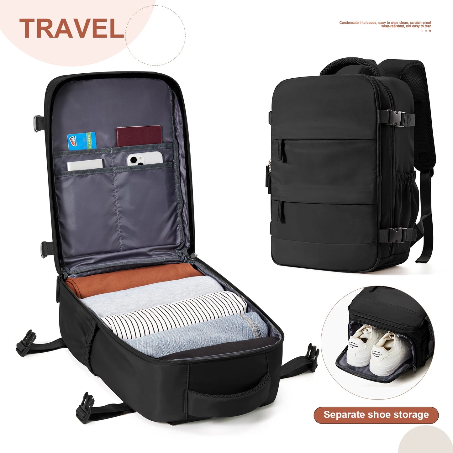 Variant image for Best Carry On Backpack for Travel – Lightweight Cabin Luggage Backpack with Multiple Compartments and Comfortable Straps-2