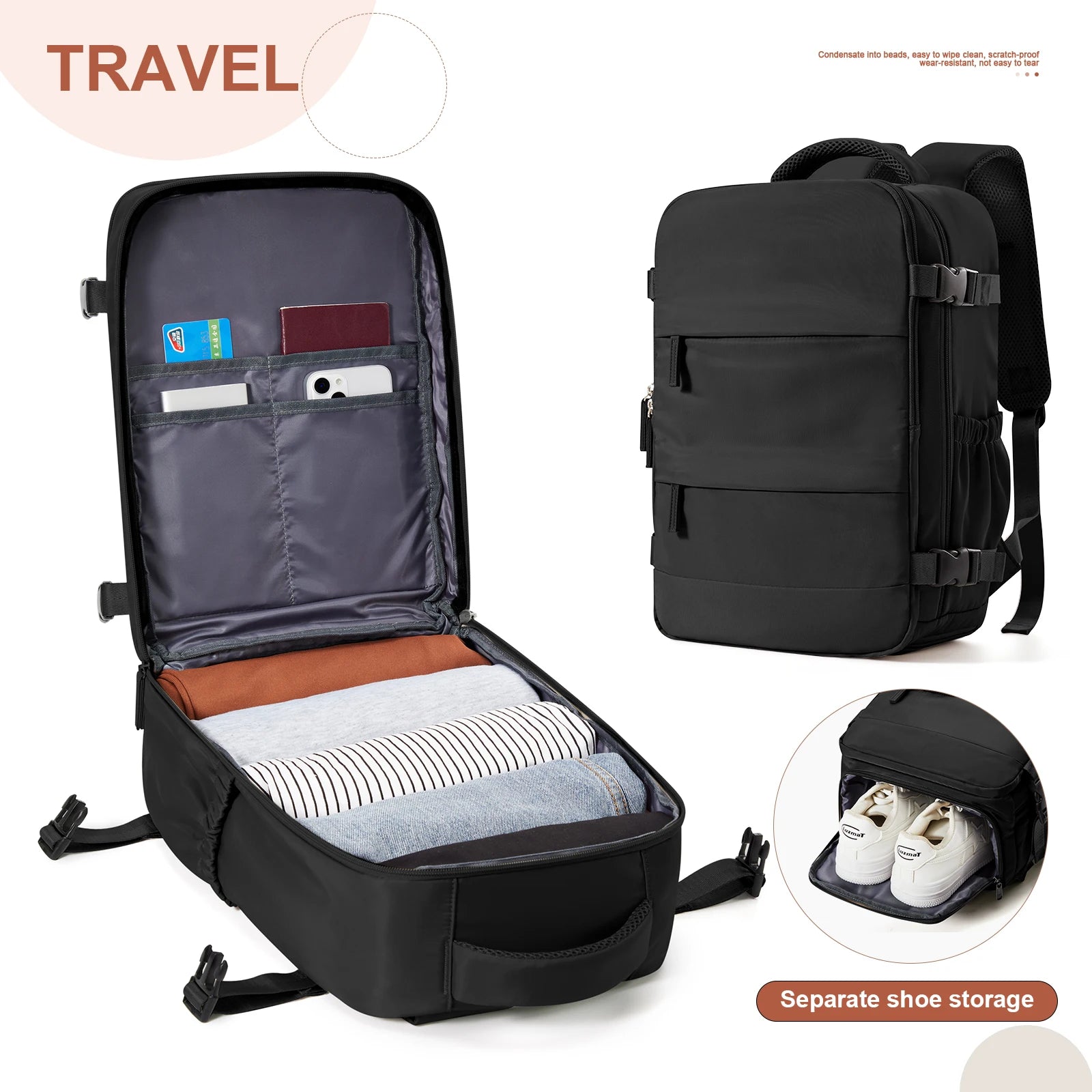 Variant image for Best Carry On Backpack for Travel – Lightweight Cabin Luggage Backpack with Multiple Compartments and Comfortable Straps-2