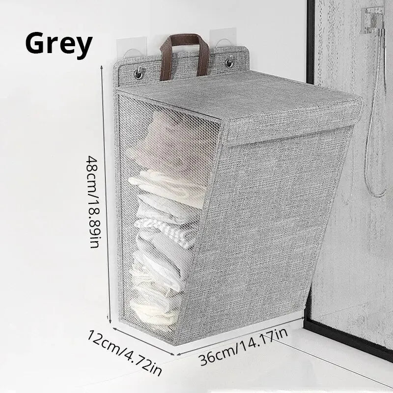 Foldable Adhesive Laundry Basket – Multifunctional Wall Hanging Organizer for Clothes and More-2