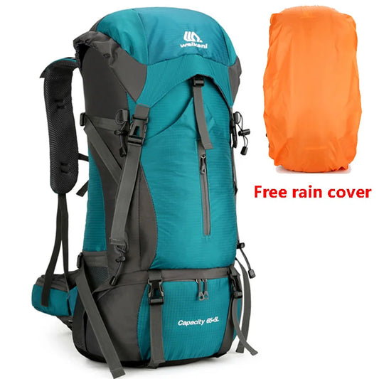 70L Waterproof Travel Backpack with Rain Cover – Durable Nylon Hiking Daypack for Men and Women-1