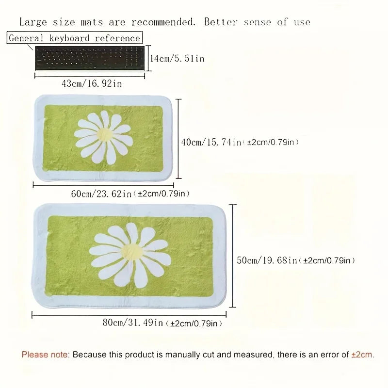 Soft Thick Daisy Flowers Bath Mat Set – Non-Slip Bathroom Rugs for Comfort and Safety-4