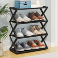 Galvanized steel shoe rack with a space-saving design, ideal for closet organization. Measures 39.4 x 11.8 x 31 0