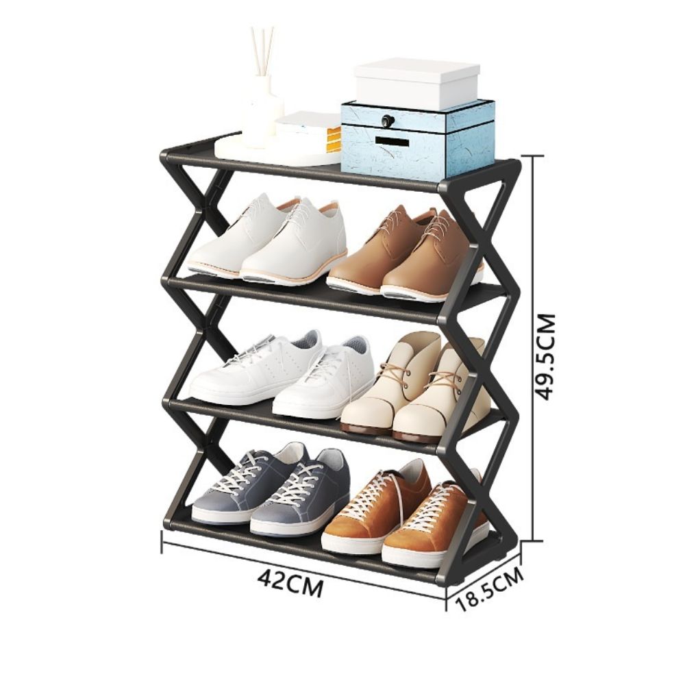 Galvanized steel shoe rack with a space-saving design, measuring 39.4 x 11.8 x 31.5 inches. Ideal 3