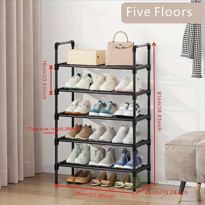 Shoe Rack | Multi-Tier Black Metal Organizer with Stackable Design Ð Efficient Shoe Storage for Space-Saving Solutions 0